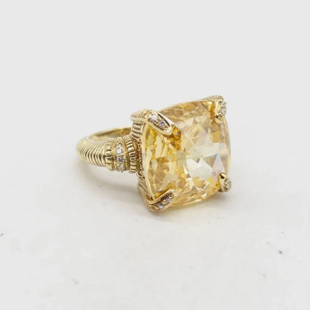 20ct FANCY CUT Citrine Diamond 18k Yellow Gold Ring